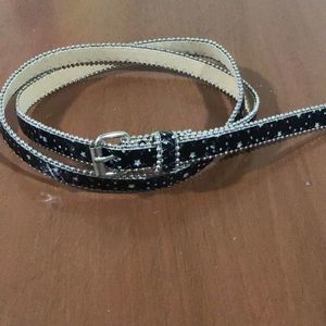Womens Black Skinny Belt, New, Rhinestones
